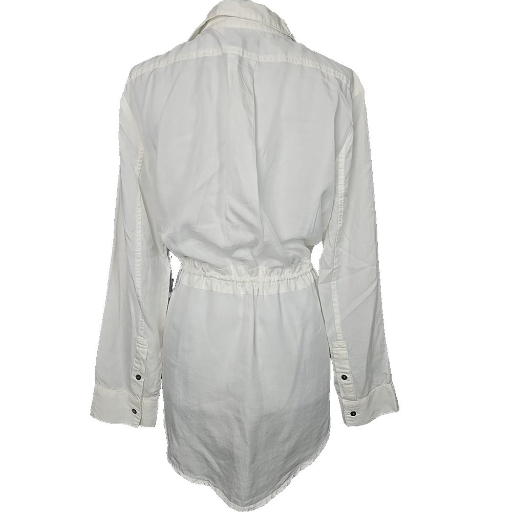 ZOZO White Denim Button Front Ripstop Long Sleeve Lightweight Jacket Shirt Large - Picture 4 of 8